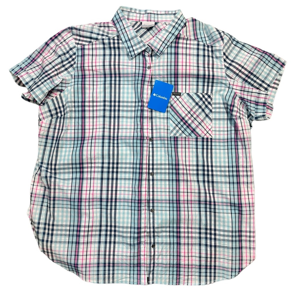 Columbia Women's Plaid Button Down Shirt - Blue, Pink, White